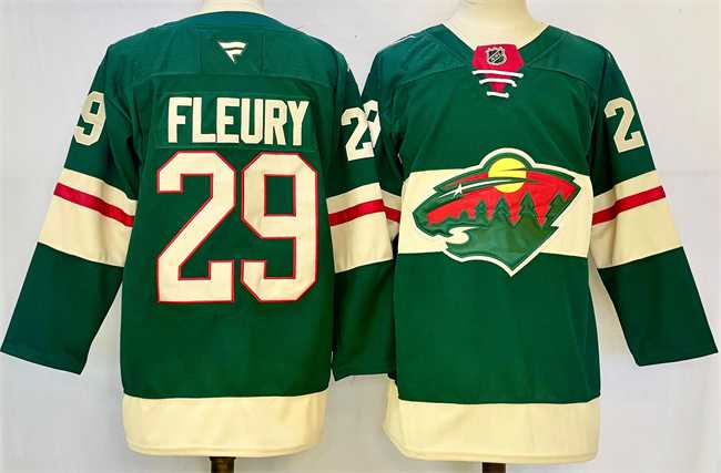 Mens Minnesota Wild #29 Marc-Andre Fleury Green 2024-25 Home Stitched Hockey Jersey->minnesota wilds->NHL Jersey